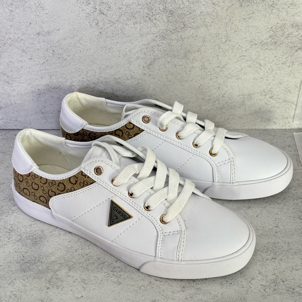 Guess Women's White and Tan Sneakers